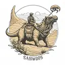 sandworms of dune landscape with a camel tattoo design idea