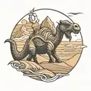 sandworms of dune landscape with a camel tattoo design idea