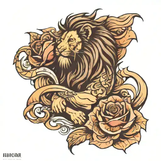sleeve tattoo of a lion with jesus christ tattoo design idea