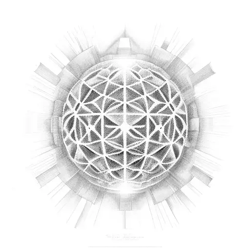 a heart inside a dyson sphere tattoo design idea