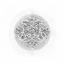 a heart inside a dyson sphere tattoo design idea