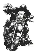 trailer about to collide with a motorcycle in the 90s tattoo design idea