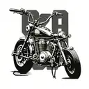 A vintage motorcycle with a cassette tape wrapped around it, symbolizing the 90s music era tattoo design idea