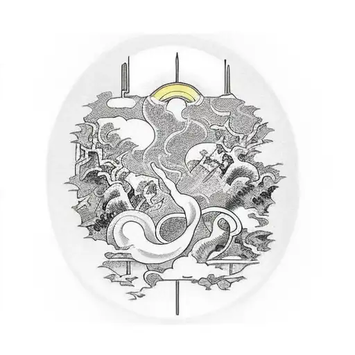 a reimagining of the painting 'the creation of Adam' tattoo design idea