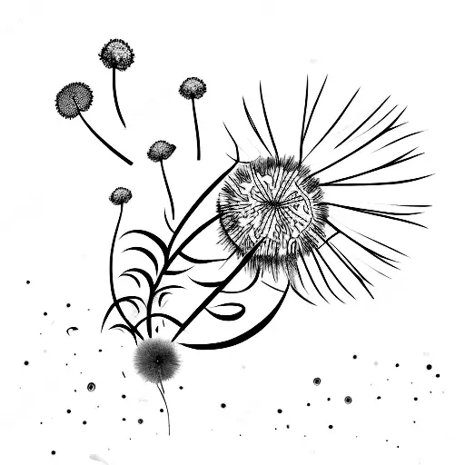 moon and dandelion  tattoo design idea