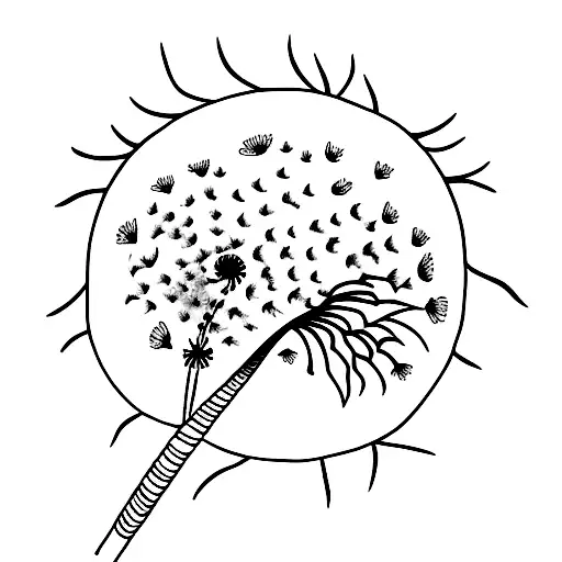 moon with dandelion  tattoo design idea