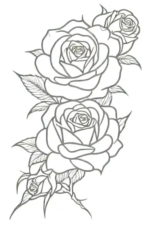 roses with long stem and tiny  thorns  tattoo design idea