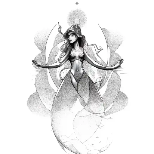 Beauty siren whole body tattoo design idea