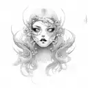 Beauty siren whole body tattoo design idea