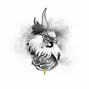 rooster with brass knuckles tattoo design idea