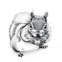 squirrel holding grenade tattoo design idea