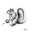 squirrel holding grenade tattoo design idea
