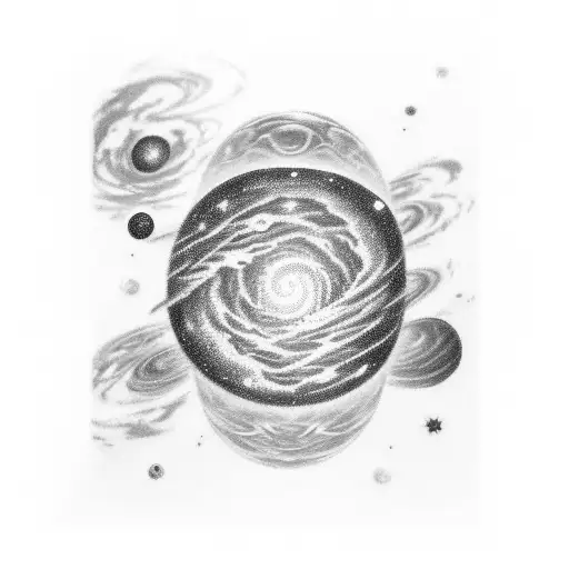 A blackwork tattoo of a book with a keyhole on the cover, revealing a universe filled with stars and galaxies inside, representing the client's love for literature and the vastness of knowledge. tattoo design idea
