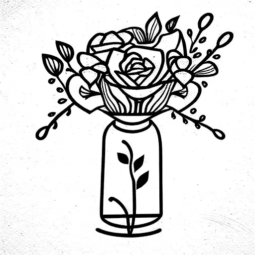 broken vase with flowers tattoo design idea