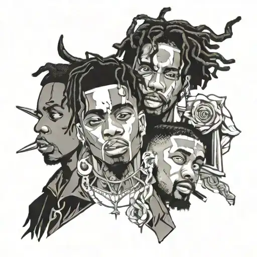 playboi carti, asap rocky and kanye west tattoo design idea
