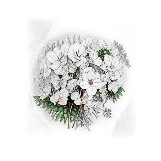 full sleeve of birth flowers of January, march, may, November and December, with the Lebanon cyclamen. tattoo design idea