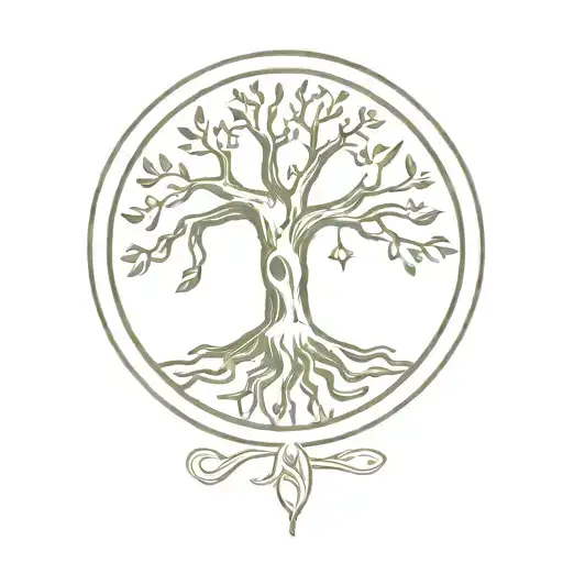 tree of life in noble wood, a miner's lamp tattoo design idea