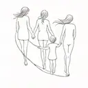 a mother who accompanies her 3 children on the right path tattoo design idea