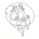 a mother who accompanies her 3 children on the right path tattoo design idea