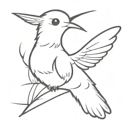 Hummingbird playing with bichon frise dog silhouette tattoo design idea