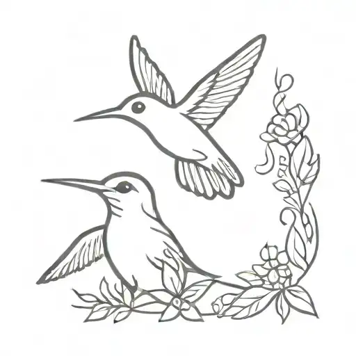 Hummingbird and dog paw print tattoo design idea