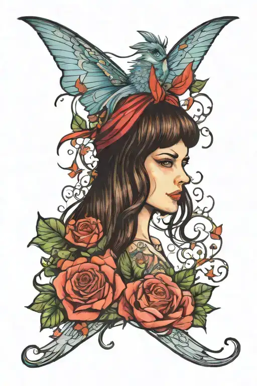 Luca's fairy tale in a rectangle tattoo design idea