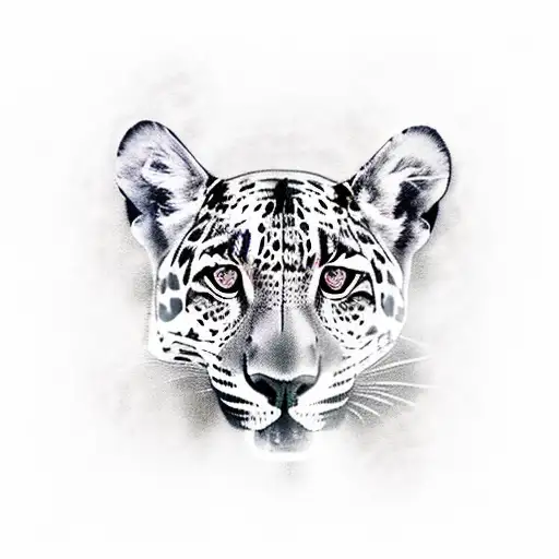 A mother jaguar protecting her three cubs in a new-school style tattoo design idea