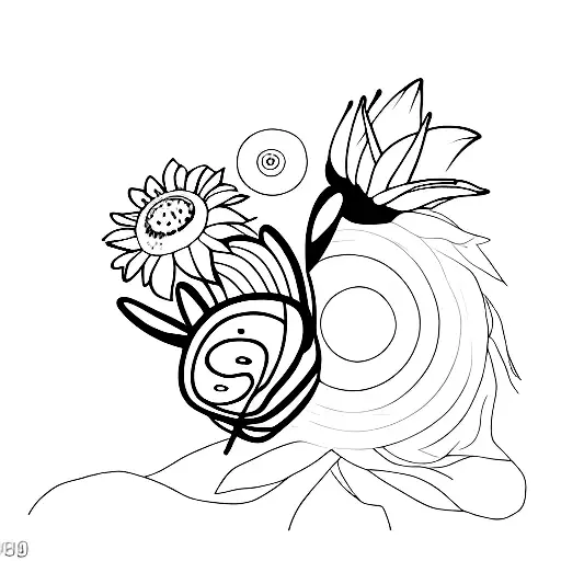 Semi Colon with butterfly and sunflower tattoo design idea