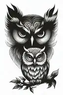 good face owl tattoo design idea