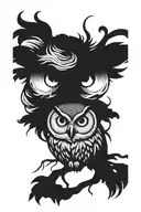 good face owl tattoo design idea