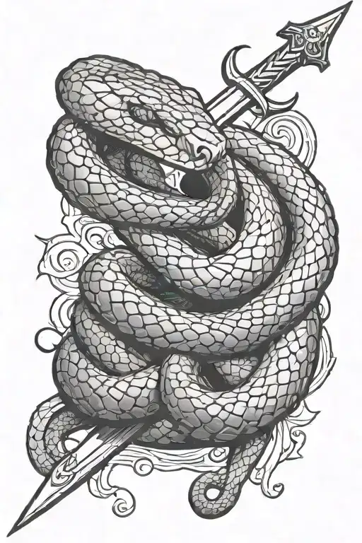 snake wrapped around sword tattoo design idea