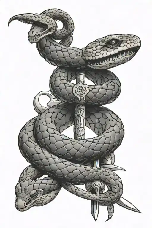snake wrapped around sword tattoo design idea