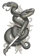 snake wrapped around sword tattoo design idea