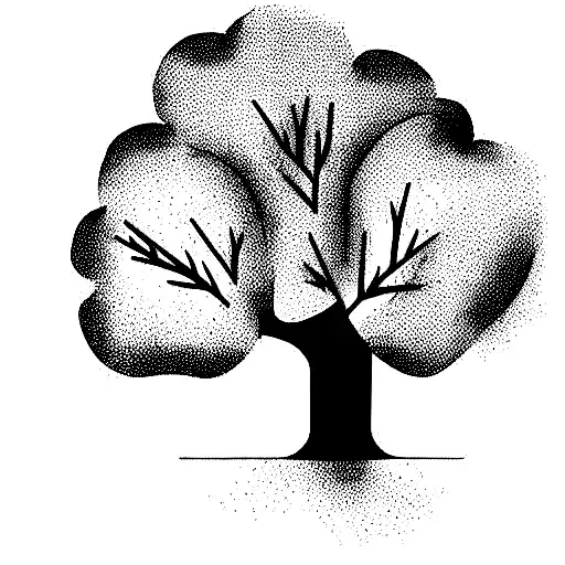 small house with two doors simple minimalist tattoo next a tree with five apples  tattoo design idea