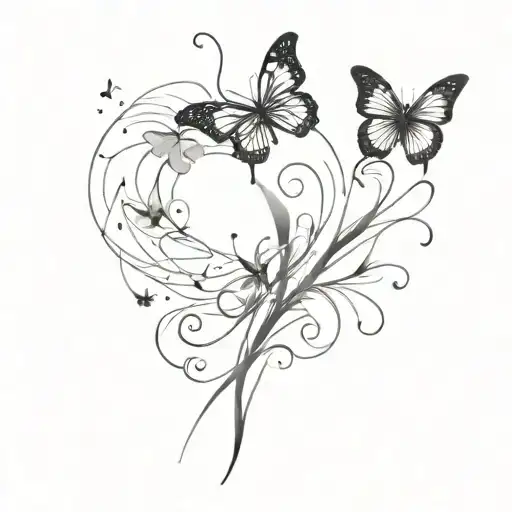butterfly and smoke billowing tattoo design idea