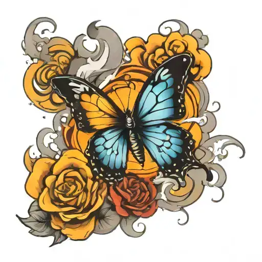 butterfly and smoke comin    tattoo design idea