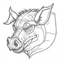bebop with a boar head with glasses close up front view tattoo design idea
