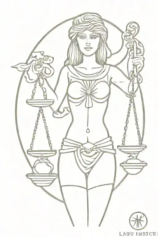 lady justice holding scales tattoo design idea
