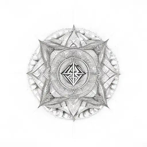Sacred geometric patterns inspired by holistic health symbols tattoo design idea