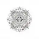 Sacred geometric patterns inspired by holistic health symbols tattoo design idea