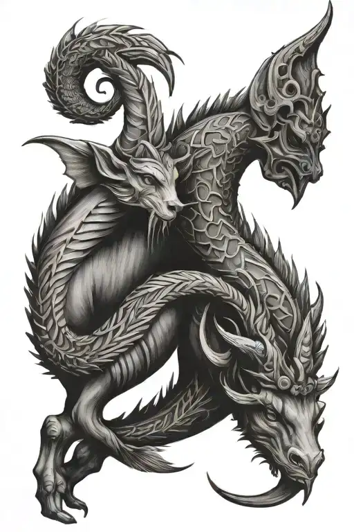Capricorn and Pisces   tattoo design idea