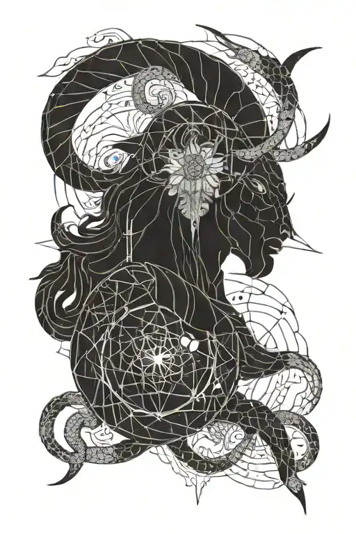 Capricorn and Pisces zodiac sign tattoo design idea