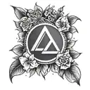 mass effect n7 symbol surrounded by flowers tattoo design idea