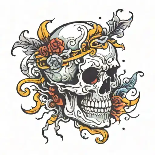 skull melting tattoo design idea