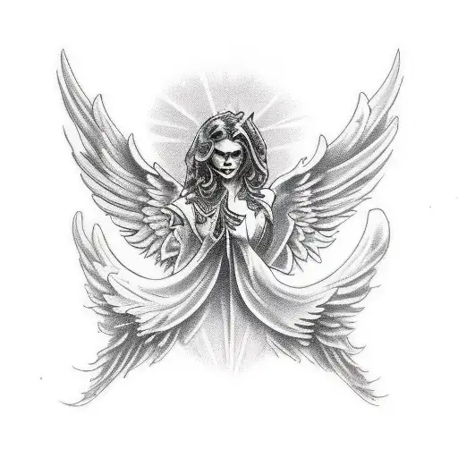 angel and demon wings tattoo design idea