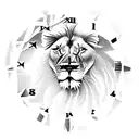 Lion with clock tattoo design idea