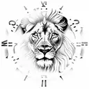 Lion with clock tattoo design idea