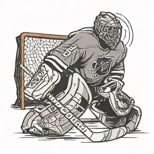 ice hockey goalie blocking a puck tattoo design idea