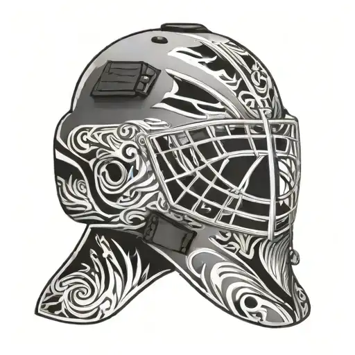 ice hockey goalie mask tattoo design idea