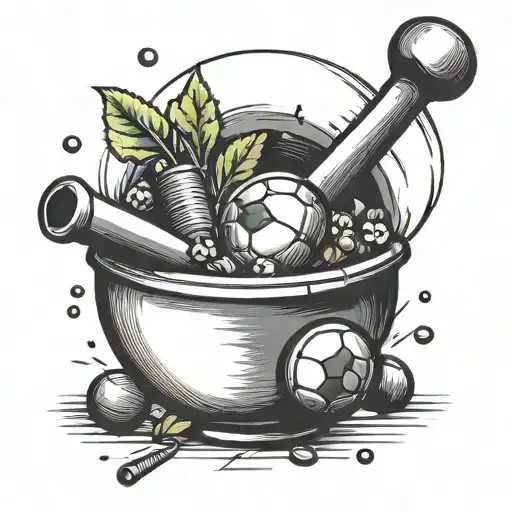 Combine a football and a mortar and pestle to symbolize your love for both football and pharmacy tattoo design idea
